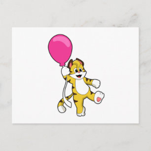 Tiger med ballong vykort