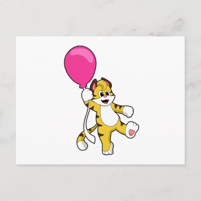 Tiger med ballong vykort (Framsida)