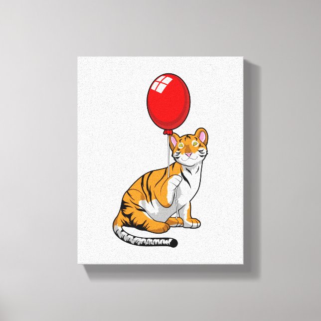 Tiger med Balloon Canvastryck (Framsida)