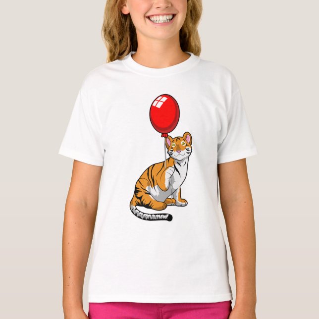 Tiger med Balloon T Shirt (Framsida)
