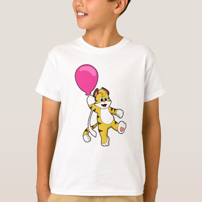 Tiger med Balloon T Shirt (Framsida)