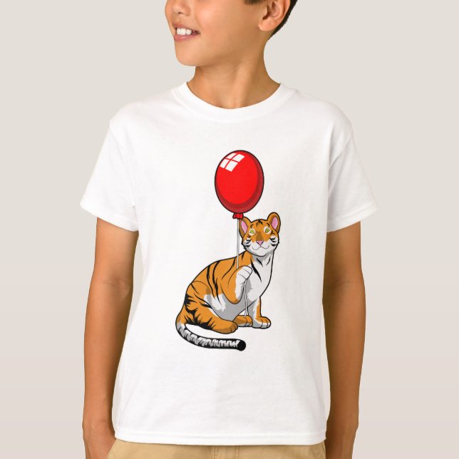 Tiger med Balloon T Shirt (Framsida)