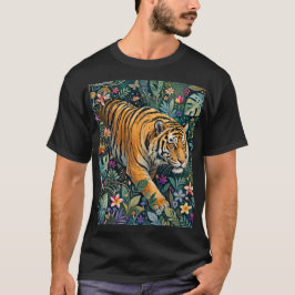 Tiger med bärnstensögon Fantasi Djungelbladverk T Shirt