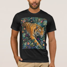 Tiger med bärnstensögon Fantasi Djungelbladverk T Shirt