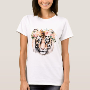 Tiger med blommor T-shirt – Djärv & Vacker Grafik
