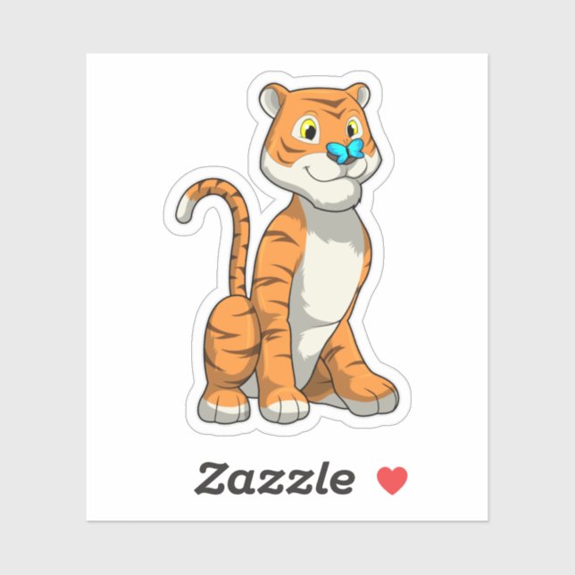 Tiger med Butterfly Klistermärken (Ark)