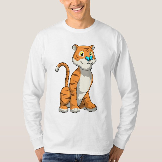 Tiger med Butterfly T Shirt (Framsida)