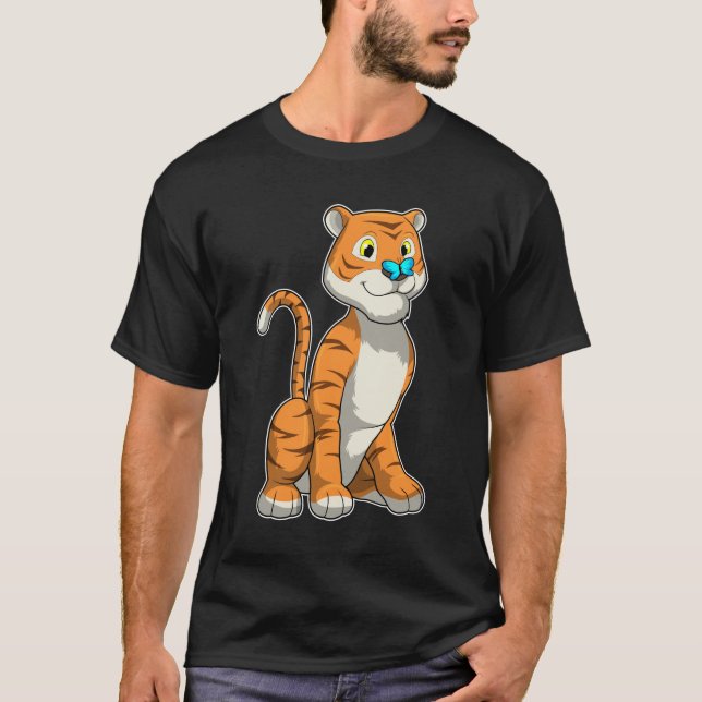 Tiger med Butterfly T Shirt (Framsida)