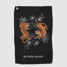 Tiger med Cherry Blommar Golf - ditt namn