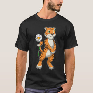 Tiger med Daisy Flower T Shirt