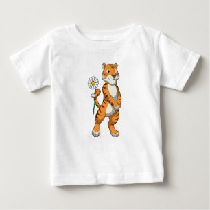 Tiger med Daisy Flower T Shirt