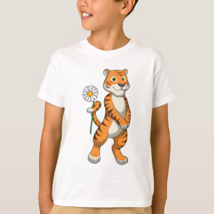Tiger med Daisy Flower T Shirt