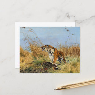 Tiger med dödad Waterbuck av Richard Friese Vykort