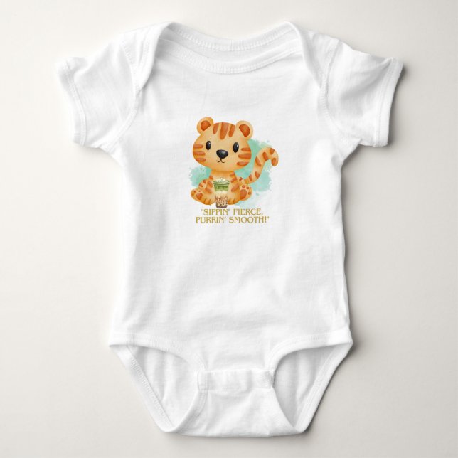 TIGER MED EN BOBA TE ,CITERAT  T SHIRT (Framsida)