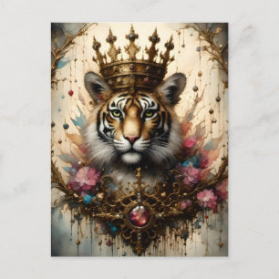 Tiger Med En Krona Vykort