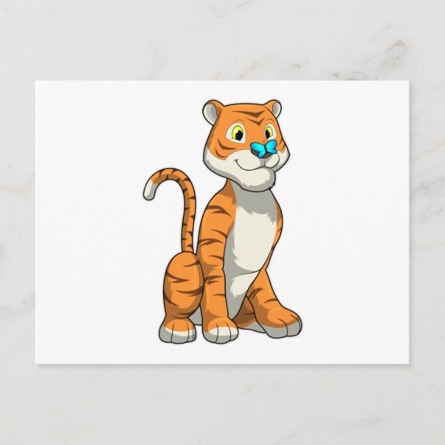 Tiger med fjäril vykort (Framsida)