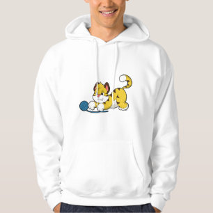 Tiger med garn av ull boll hoodie