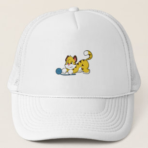 Tiger med garn av ull boll keps