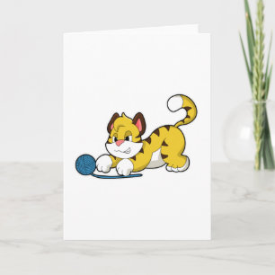 Tiger med garn av ull boll kort