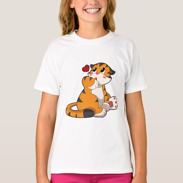 Tiger med hjärta t shirt (Framsida)