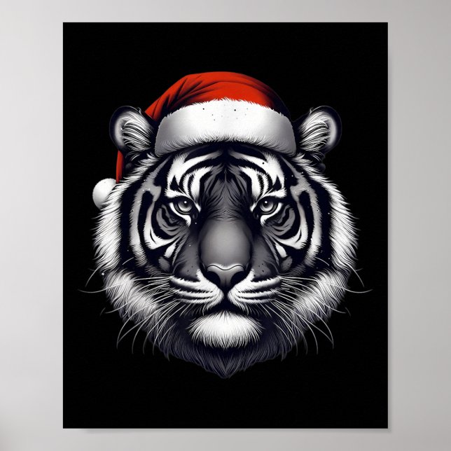 Tiger med jultomten Julafton Älskare Zoo Behålla Poster (Framsidan)