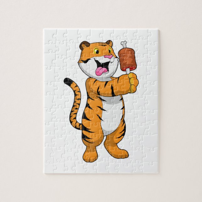 Tiger med Kött Pussel (Vertikal)