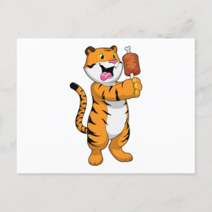 Tiger med kött vykort