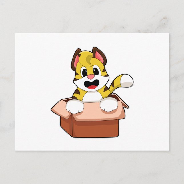 Tiger med låda vykort (Framsida)