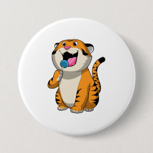 Tiger med Lollipop Knapp