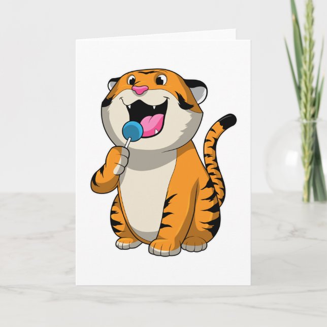 Tiger med Lollipop Kort (Framsida)