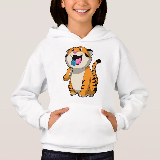 Tiger med Lollipop T Shirt (Framsida)