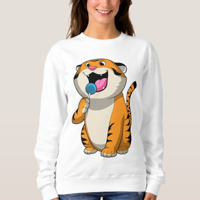 Tiger med Lollipop T Shirt (Framsida)
