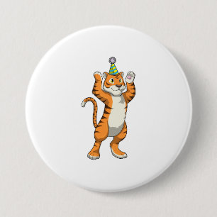 Tiger med Party hat Party Knapp