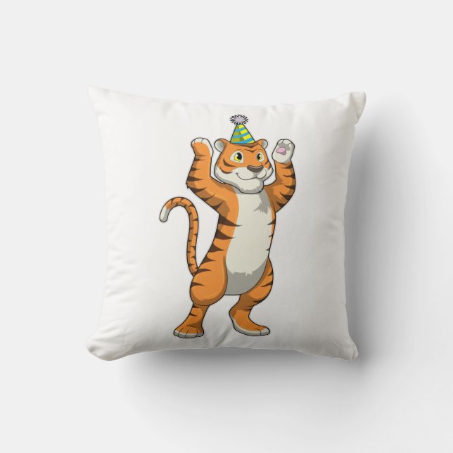 Tiger med Party hat Party Kudde (Framsida)