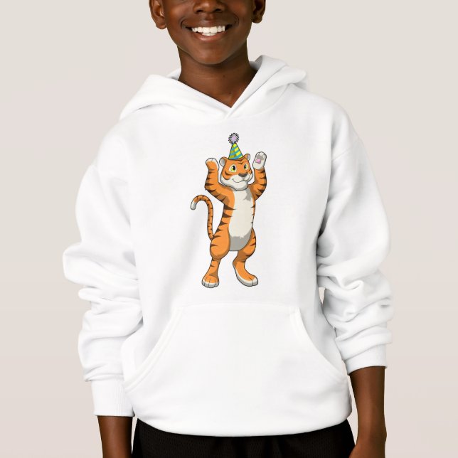 Tiger med Party hat Party T Shirt (Framsida)