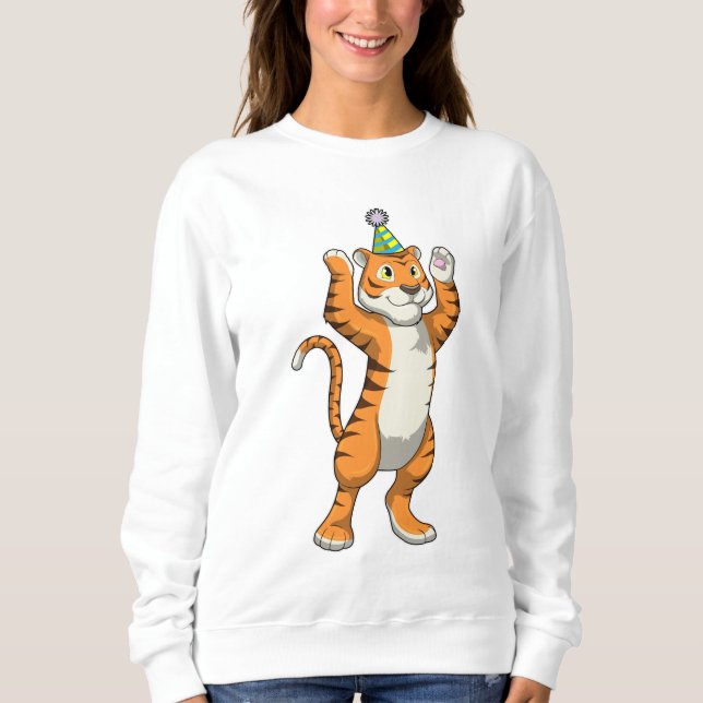Tiger med Party hat Party T Shirt (Framsida)