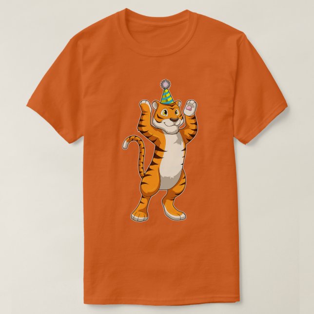 Tiger med Party hat Party T Shirt (Design framsida)