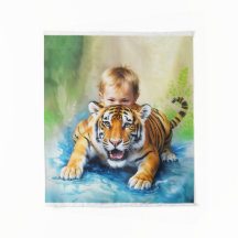 Tiger med pojke Tapestry