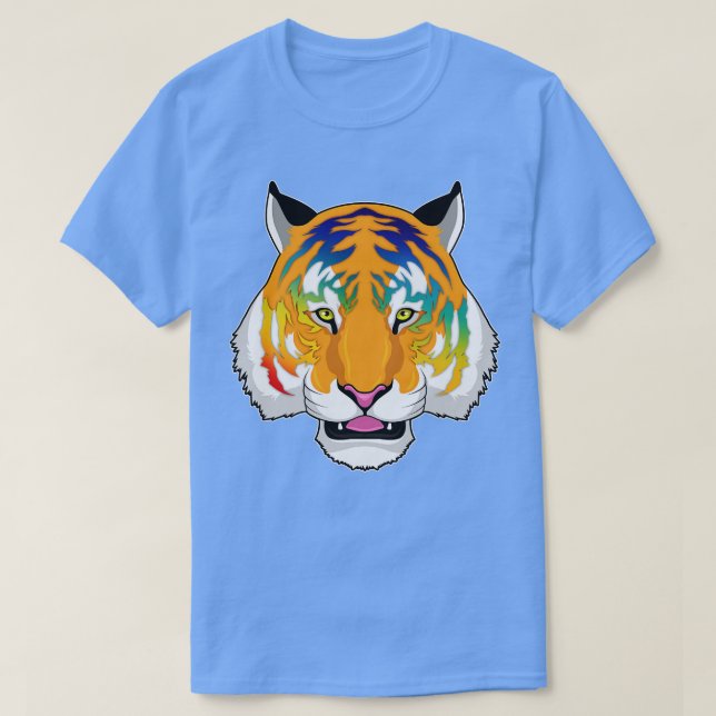 Tiger med Rainbow Färg T Shirt (Design framsida)
