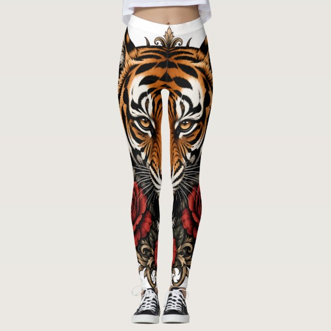 tiger med rosor  leggings (Framsida)