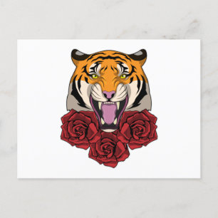 Tiger med rosor vykort