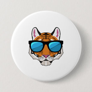 Tiger med solglasögon knapp