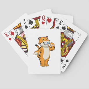 Tiger med tandborste casinokort