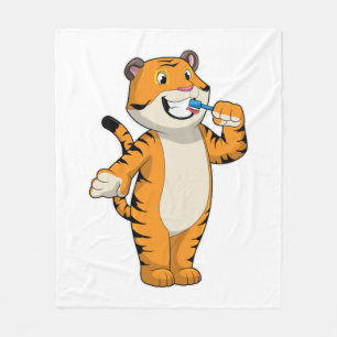 Tiger med tandborste fleecefilt