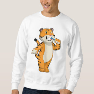 Tiger med tandborste lång ärmad tröja