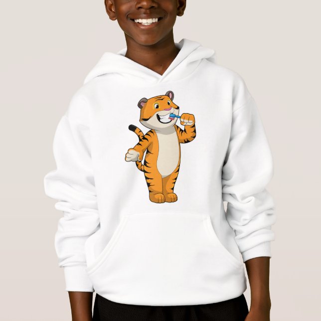 Tiger med tandborste t shirt (Framsida)