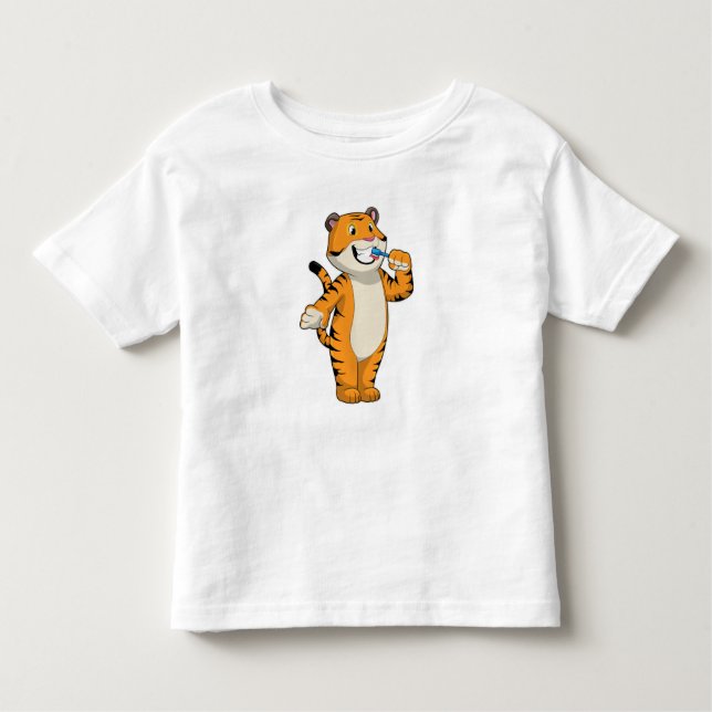 Tiger med tandborste t shirt (Framsida)