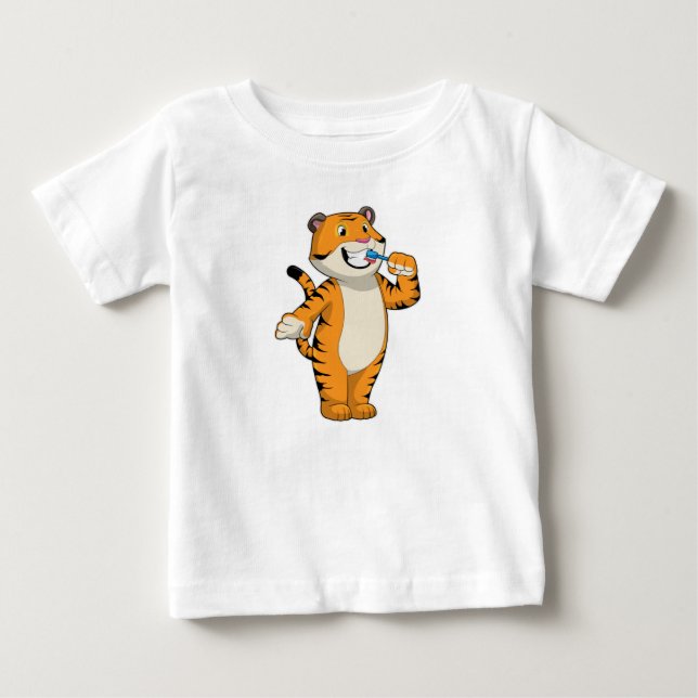 Tiger med tandborste t shirt (Framsida)