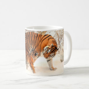 Tiger med Tiger Unge i Winter Coffee Mugg
