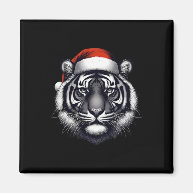 Tiger med tomtelucka jul xmas älskare zoo keep magnet (Framsidan)